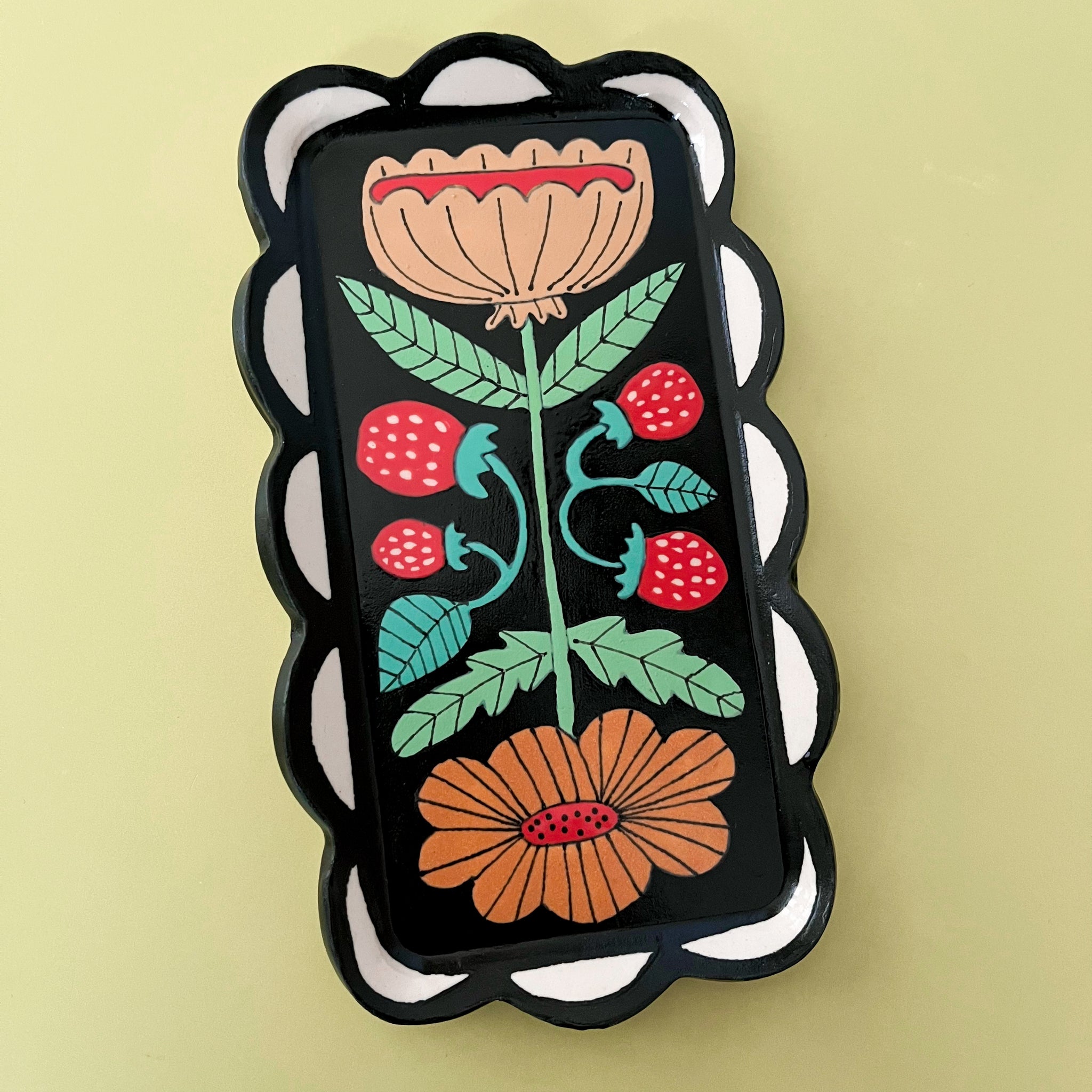 Ceramic Hand Built Flower Dish 8"x4.25"