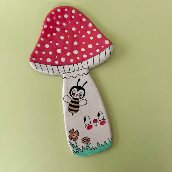 Ceramic Hand Built Mushroom Spoon Rest