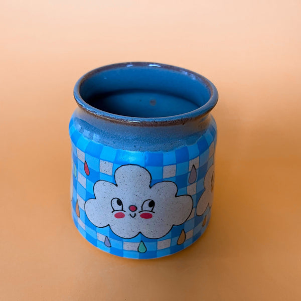 Ceramic Wheel Thrown Mug Rainbow Cloud 13oz