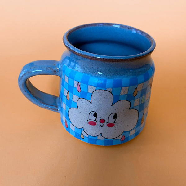 Ceramic Wheel Thrown Mug Rainbow Cloud 13oz