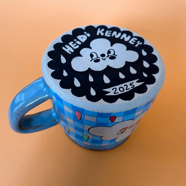 Ceramic Wheel Thrown Mug Rainbow Cloud 13oz