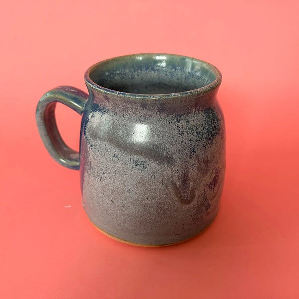 Ceramic Wheel Thrown Mug Cat Flowers 16oz