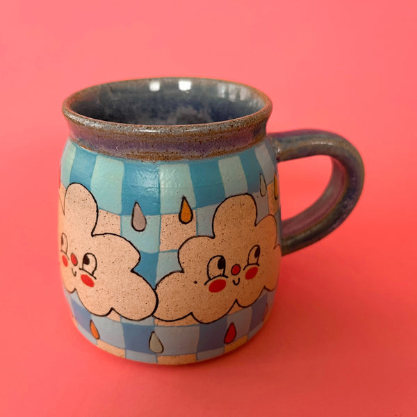 Ceramic Wheel Thrown Mug Rainbow Cloud 10oz