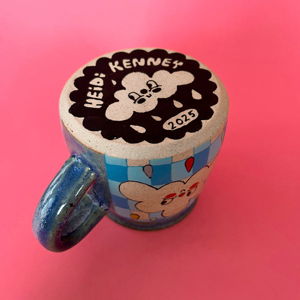 Ceramic Wheel Thrown Mug Rainbow Cloud 10oz