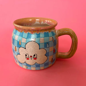 Ceramic Wheel Thrown Mug Rainbow Cloud 8.5oz