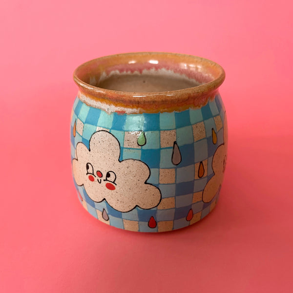 Ceramic Wheel Thrown Mug Rainbow Cloud 8.5oz