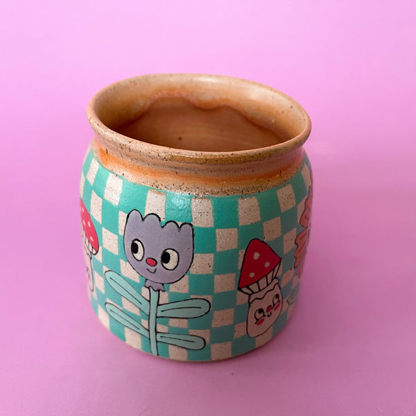 Ceramic Wheel Thrown Mug Flowers 13oz