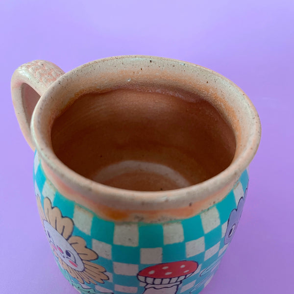 Ceramic Wheel Thrown Mug Flowers 13oz