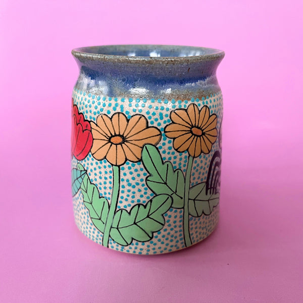 Ceramic Wheel Thrown Mug Spider Flower 10.5oz