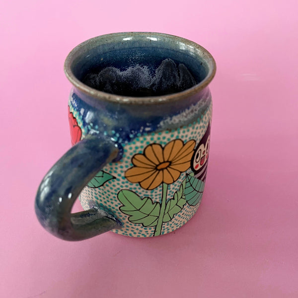 Ceramic Wheel Thrown Mug Spider Flower 10.5oz