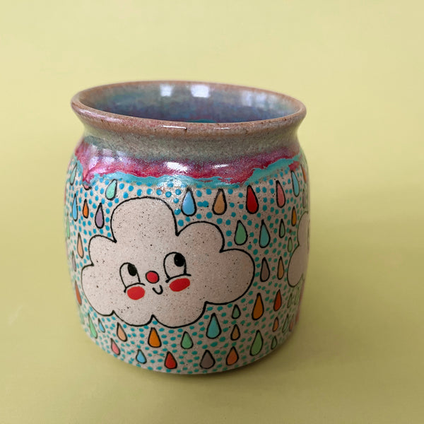 Ceramic Wheel Thrown Mug Rainbow Cloud 12oz