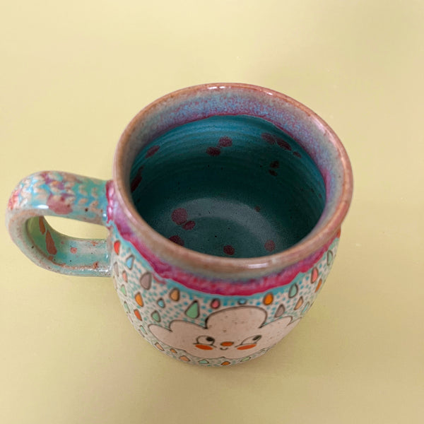 Ceramic Wheel Thrown Mug Rainbow Cloud 12oz