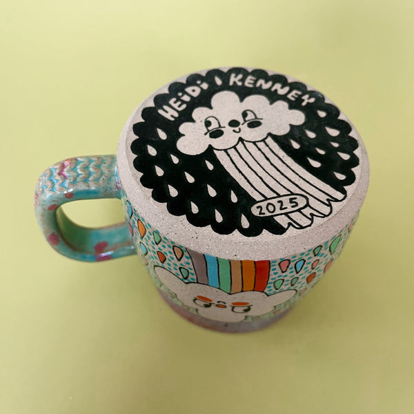 Ceramic Wheel Thrown Mug Rainbow Cloud 12oz