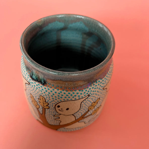Ceramic Wheel Thrown Mug Vulture Ghosts 16oz