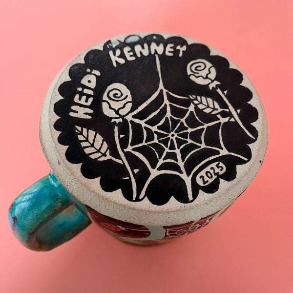 Ceramic Wheel Thrown Mug Spider Rose 17.5oz
