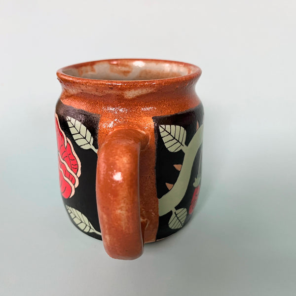 Ceramic Wheel Thrown Mug Bee Rose 13.5oz