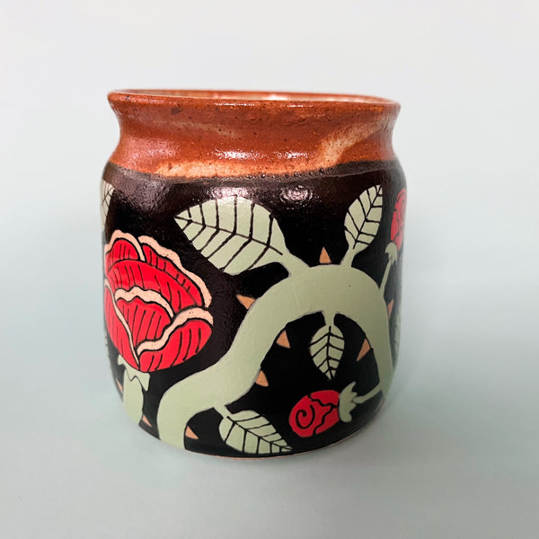 Ceramic Wheel Thrown Mug Bee Rose 13.5oz