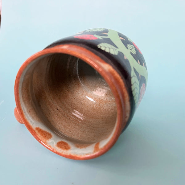 Ceramic Wheel Thrown Mug Bee Rose 13.5oz