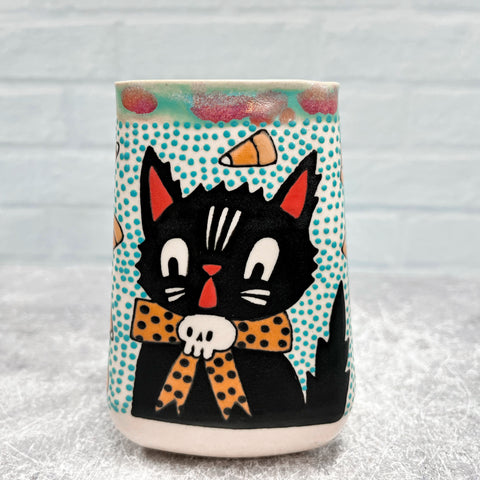 Ceramic Slip Cast Cup Halloween Cat 12oz