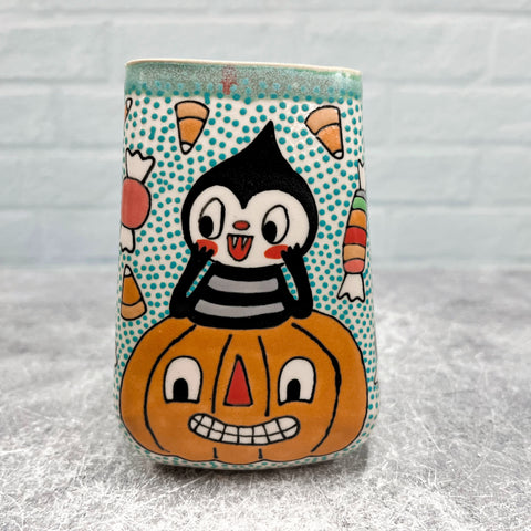 Ceramic Slip Cast Cup Spider Halloween Candy 12oz