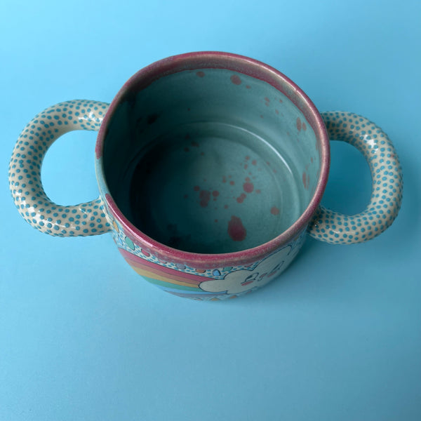Ceramic Wheel Thrown Rainbow Cloud Soup Bowl