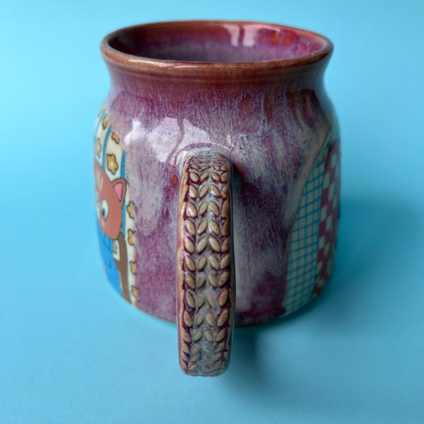 Ceramic Wheel Thrown Crafting  Cats Mug 14.5oz