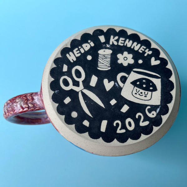 Ceramic Wheel Thrown Crafting  Cats Mug 14.5oz