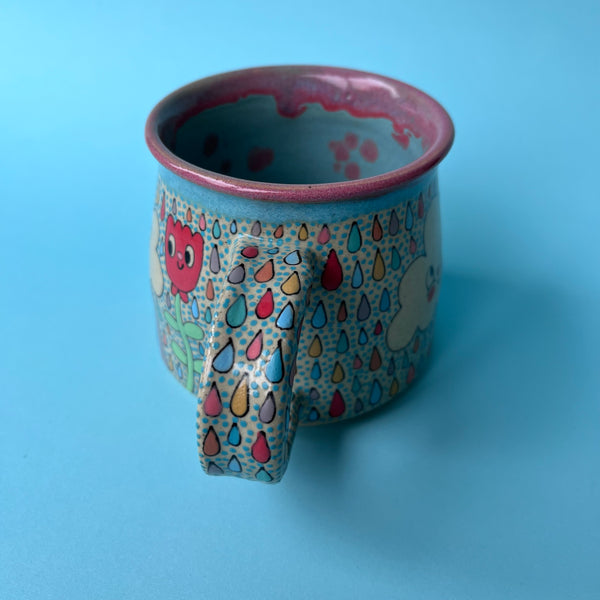 Ceramic Wheel Thrown Rainbow Cloud Mug 10.5oz