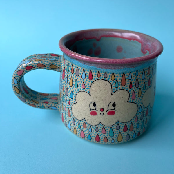 Ceramic Wheel Thrown Rainbow Cloud Mug 10.5oz
