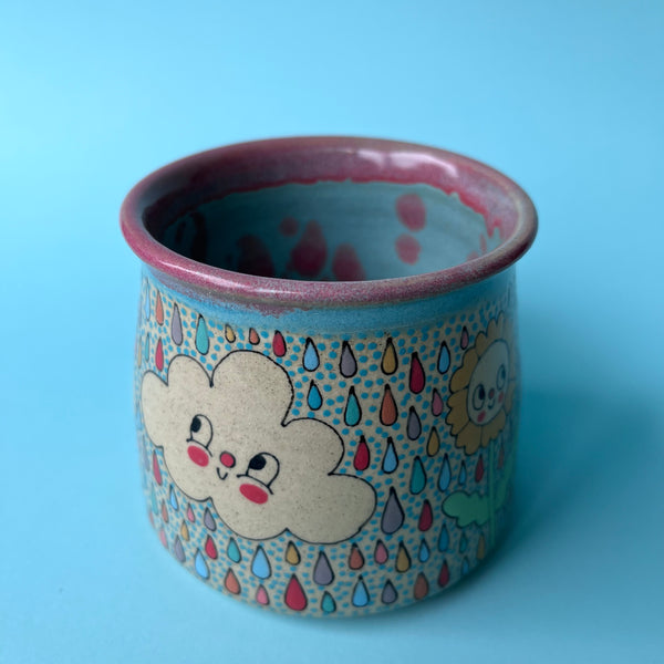 Ceramic Wheel Thrown Rainbow Cloud Mug 10.5oz