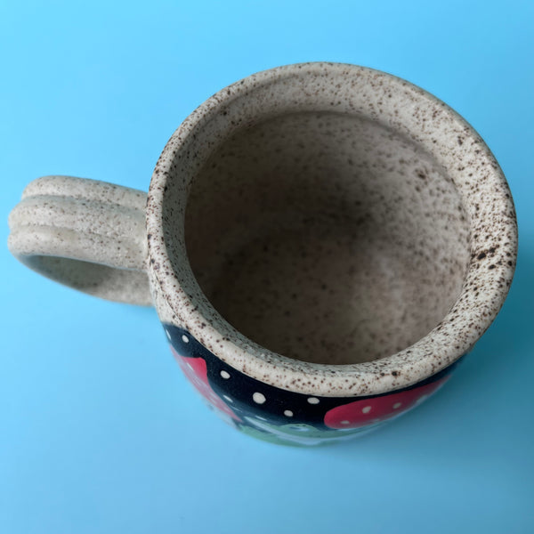 Ceramic Wheel Thrown Frog Strawberry Mushroom Mug 14.5oz