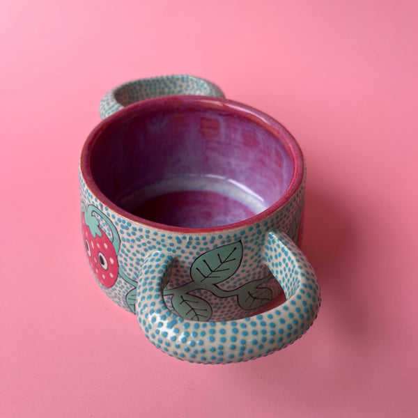 Ceramic Wheel Thrown Strawberry Soup Dish 8oz