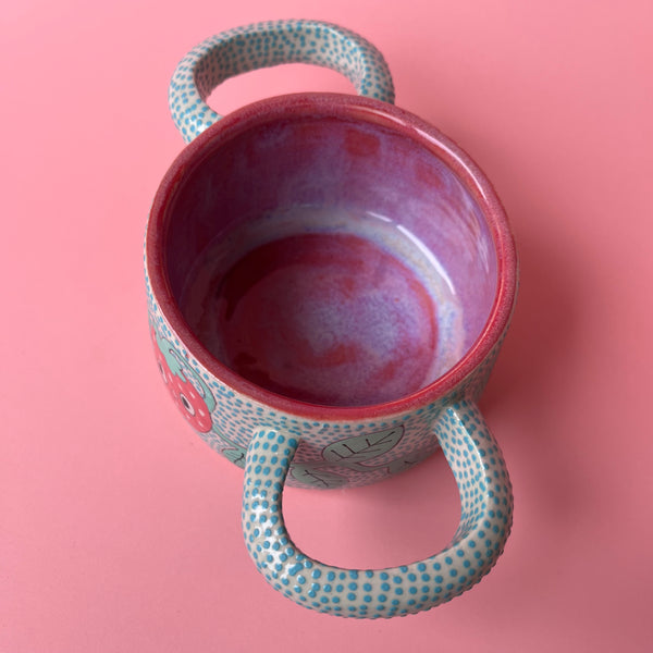 Ceramic Wheel Thrown Strawberry Soup Dish 8oz