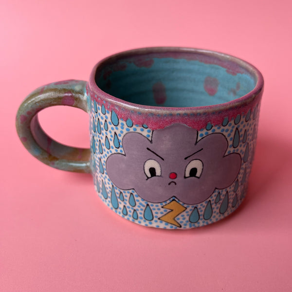 Ceramic Wheel Thrown Rain Cloud Mug 8oz