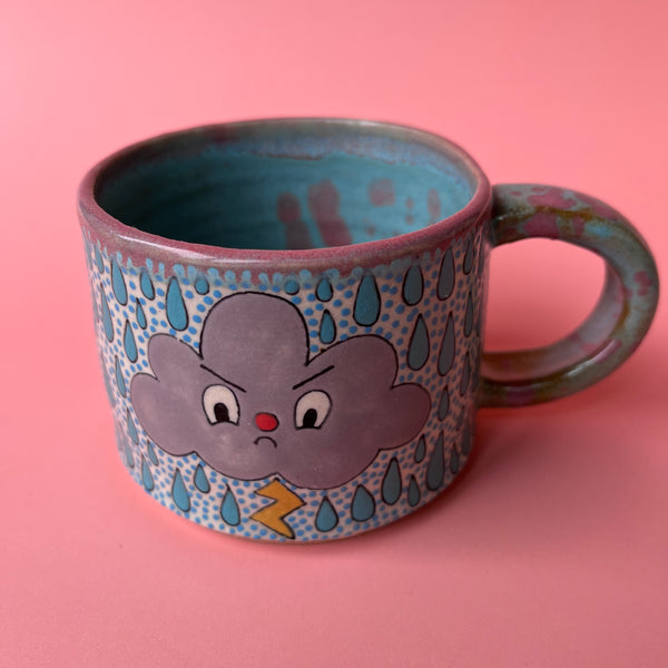 Ceramic Wheel Thrown Rain Cloud Mug 8oz