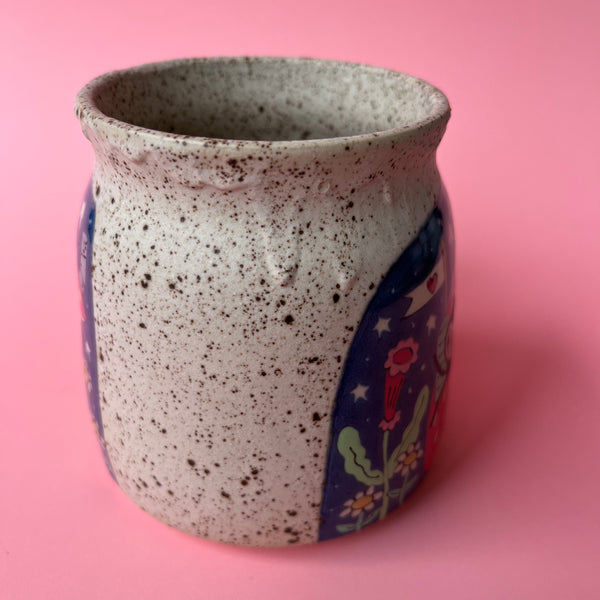Ceramic Wheel Thrown Spider Bee Strawberry Mug 14.5oz