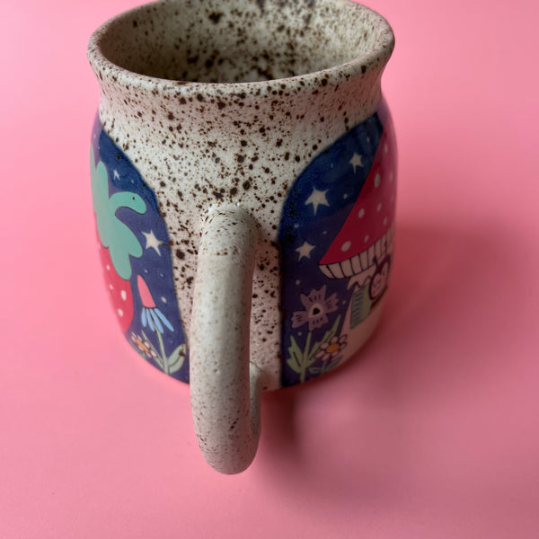 Ceramic Wheel Thrown Spider Bee Strawberry Mug 14.5oz