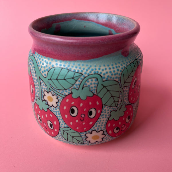 Ceramic Wheel Thrown Strawberry Mug 11oz