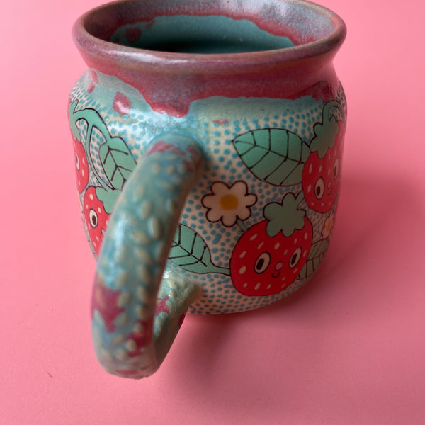 Ceramic Wheel Thrown Strawberry Mug 11oz