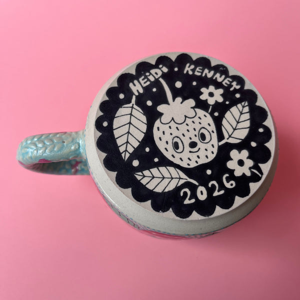 Ceramic Wheel Thrown Strawberry Mug 11oz