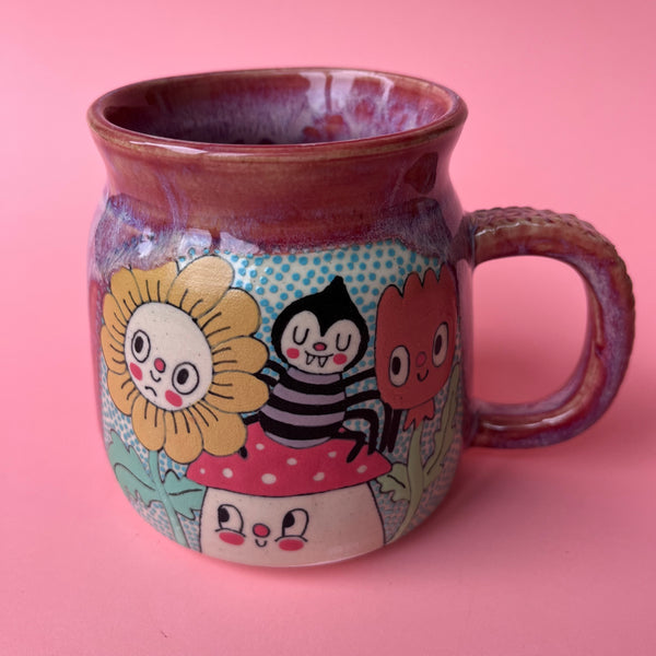 Ceramic Wheel Thrown Spider Bug Mug 13oz