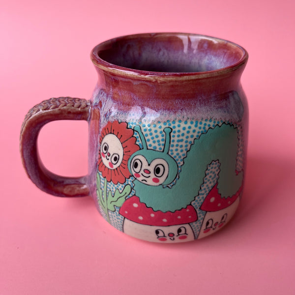 Ceramic Wheel Thrown Spider Bug Mug 13oz