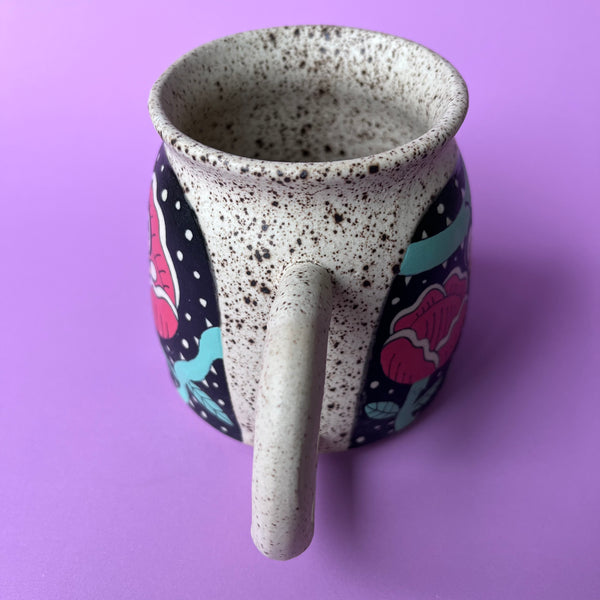 Ceramic Wheel Thrown Bee Rose Mug 16.5oz