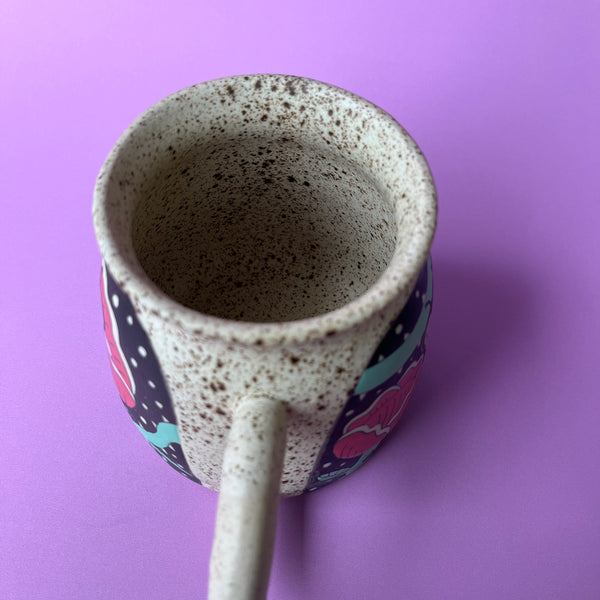 Ceramic Wheel Thrown Bee Rose Mug 16.5oz