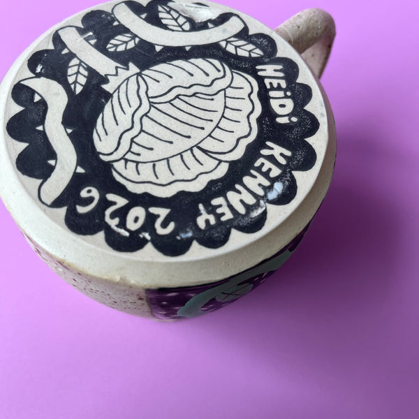 Ceramic Wheel Thrown Bee Rose Mug 16.5oz