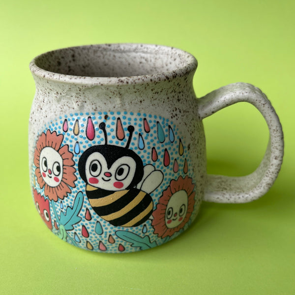 Ceramic Wheel Thrown Bee Snail Mug 13.5oz