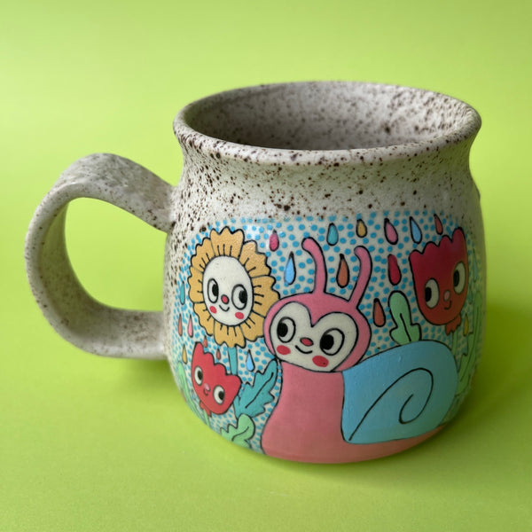 Ceramic Wheel Thrown Bee Snail Mug 13.5oz