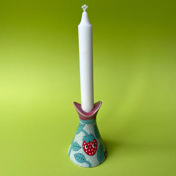 Ceramic Slip Cast Strawberry Candle Holder