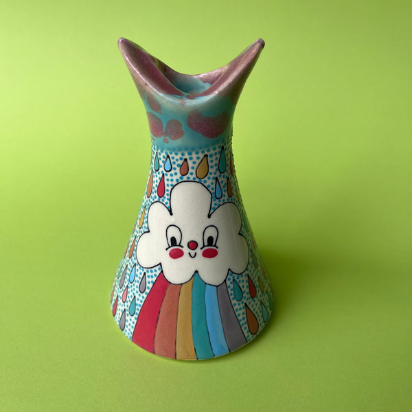 Ceramic Slip Cast Rainbow Cloud Candle Holder