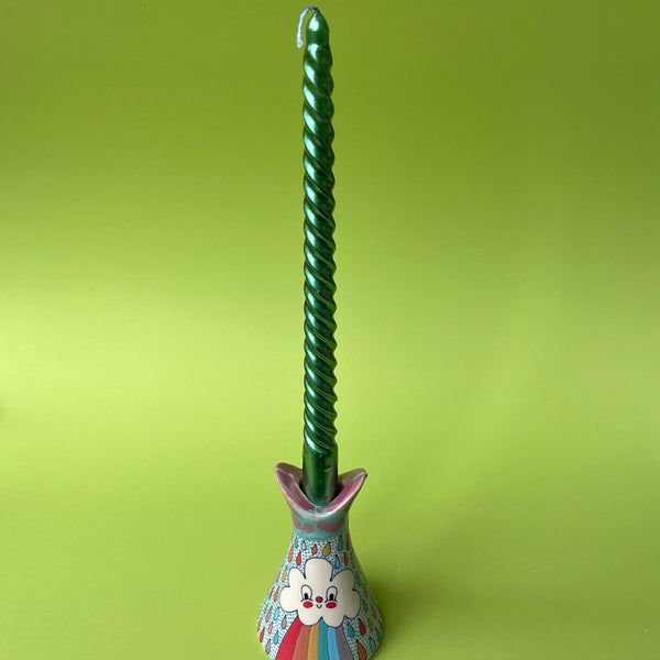 Ceramic Slip Cast Rainbow Cloud Candle Holder